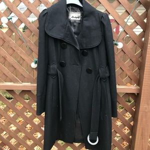 Black belted wool coat